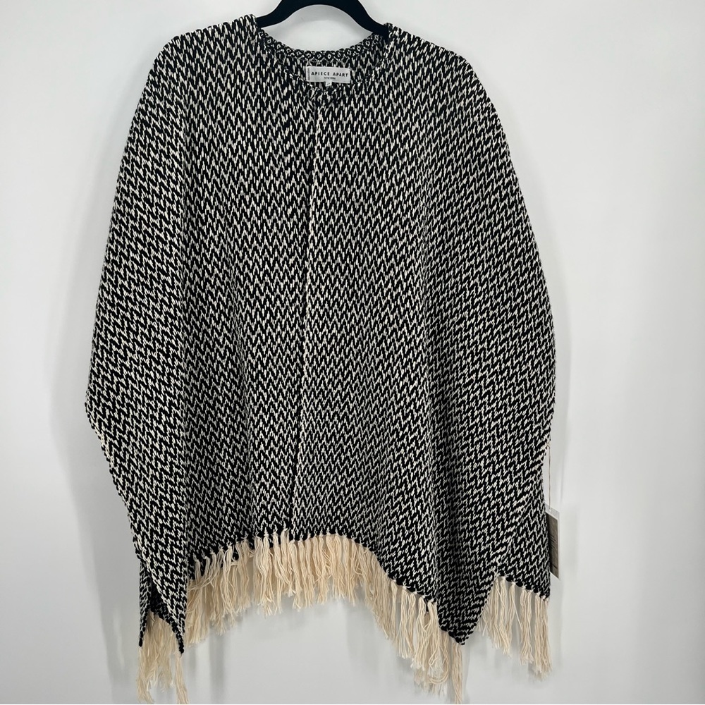 NWT Apiece Apart Cotton Tassel Shrugs Poncho Cardigan Embroidered Fringe Boho - Picture 2 of 10